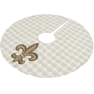 French Golden Fleur De Lis Crest Brushed Polyester Tree Skirt