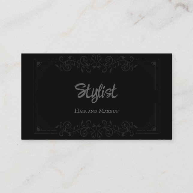 French Gothic Damask Stylist Business Card (Front)