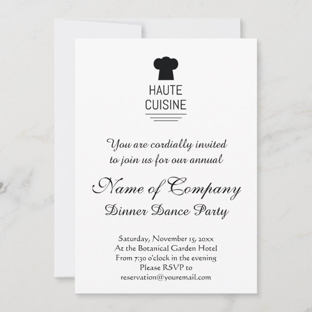 French Gourmet Haute Cuisine Invitation (Front)