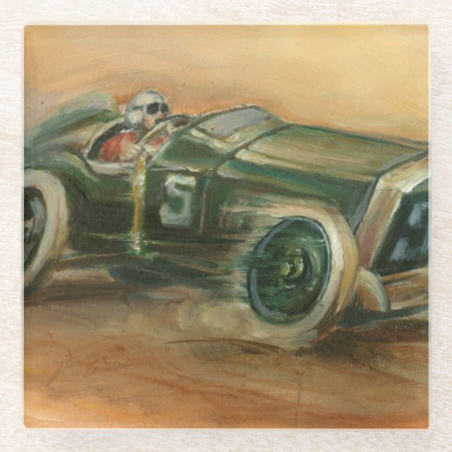 French Grand Prix Racecar by Ethan Harper Glass Coaster (Front)