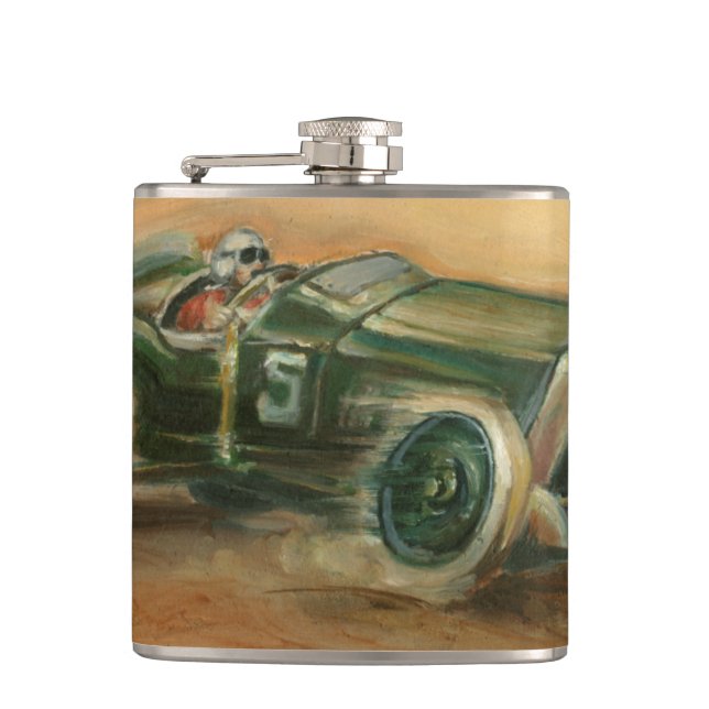 French Grand Prix Racecar by Ethan Harper Hip Flask (Front)