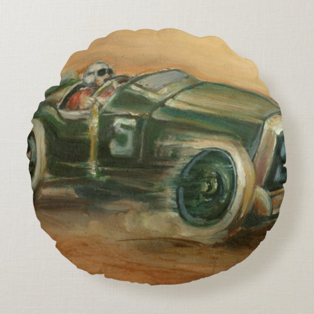French Grand Prix Racecar by Ethan Harper Round Pillow (Front)