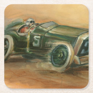 French Grand Prix Racecar by Ethan Harper Square Paper Coaster
