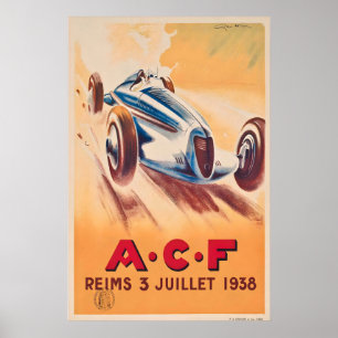 French Grand Prix Reims-Gueux 1938 Motor Racing Poster