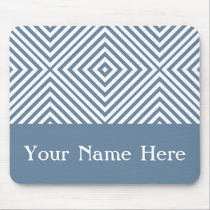 French Grey Diamond Chevron with custom name Mouse Pad