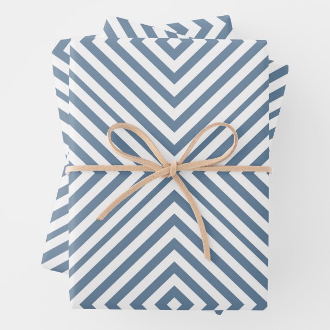 French Grey Diamond Chevron Wrapping Paper Sheet (In situ)