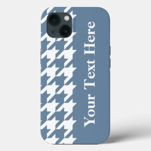 French Grey Elegant Houndstooth with custom text iPhone 13 Case