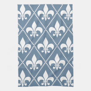 French Grey Fleur de Lis Kitchen Towel