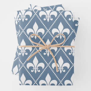 French Grey Fleur de Lis Wrapping Paper Sheet