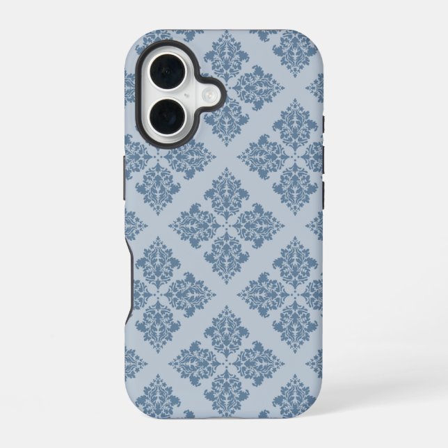French Grey Moroccan Damask iPhone 16 Case (Back)