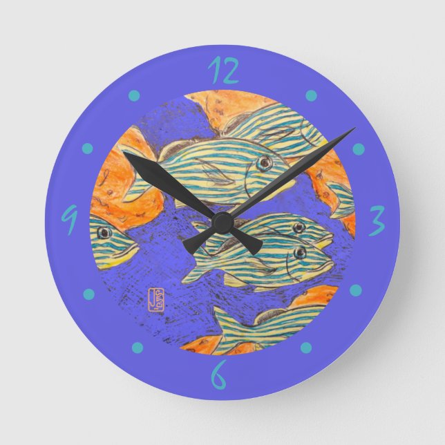 French Grunts (Fish) Numbered Round Wall Clock (Front)