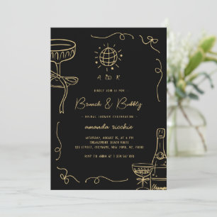 French Hand Drawn Brunch & Bubbly Bridal Shower Invitation