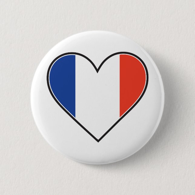 French Heart Flag 2 Inch Round Button (Front)