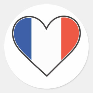 French Heart Flag Classic Round Sticker