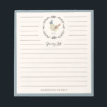French Hen Grocery Notepad<br><div class="desc">Make your grocery list in style with this elegant notepad that can be personalized with your name and text. This design features a hand painted french hen illustration by Shelby Allison on an ivory background with a blue border.</div>