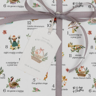 French Hens 12 Day of Christmas Holiday Gift Tags