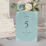 French Heron Dusty Blue Wedding Suite Table Number<br><div class="desc">Elegant vintage-style table number card featuring a soft dusty blue velvet background and delicate French-inspired details. Designed to coordinate seamlessly with the full stationery suite. Fully customizable with your table numbers and event details—perfect for a cohesive,  classic wedding look.</div>