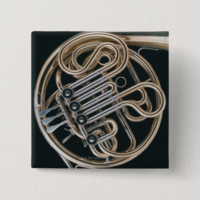 French Horn 2 Inch Square Button (Front)