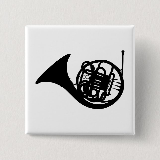 French Horn 2 Inch Square Button (Front)