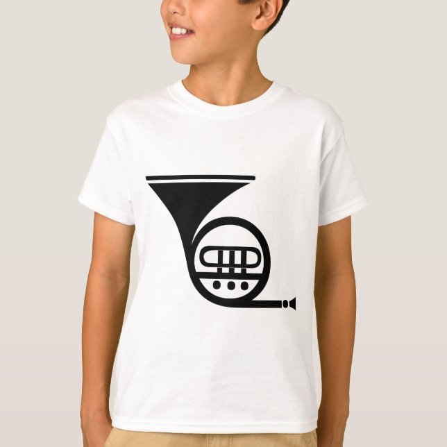 French Horn - Black T-Shirt (Front)