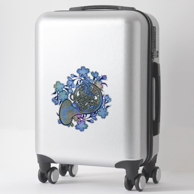 French Horn Blue Flowers Band Class                (Suitcase)