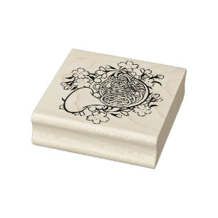 French Horn Blue Flowers Band Class                Rubber Stamp