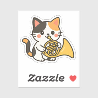 French Horn Calico Cat Cute Art