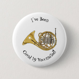 French horn cartoon illustration 2 inch round button