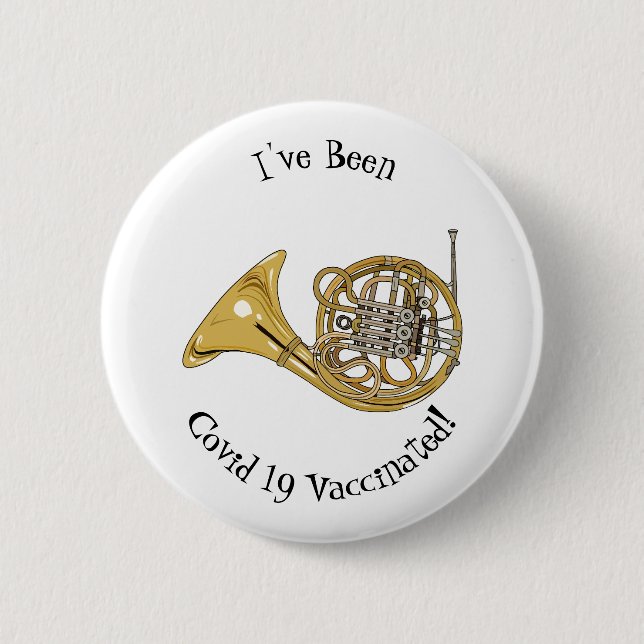 French horn cartoon illustration 2 inch round button (Front)