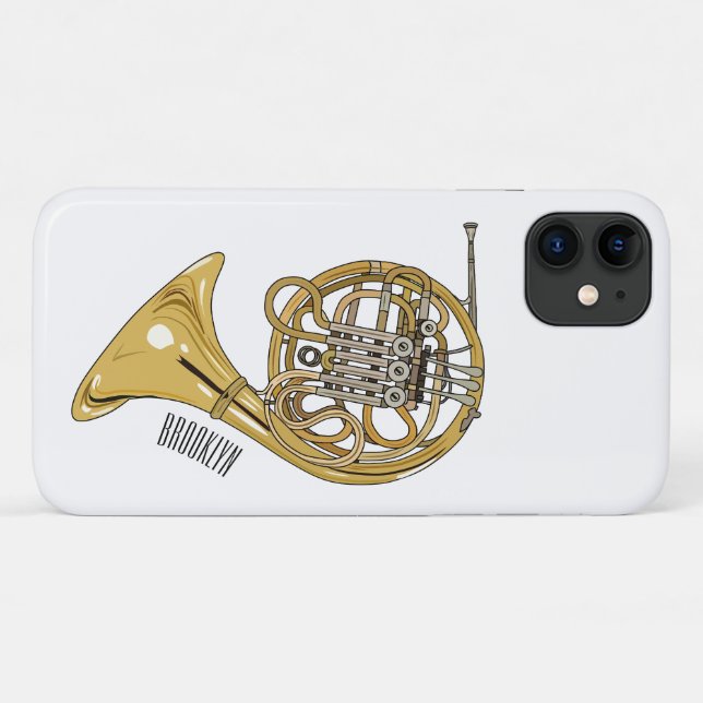 French horn cartoon illustration  Case-Mate iPhone case (Back (Horizontal))
