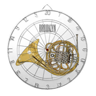 French horn cartoon illustration  dartboard