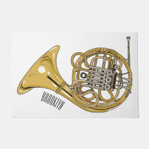 French horn cartoon illustration doormat