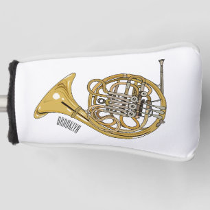 French horn cartoon illustration  golf head cover