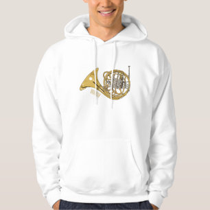 French horn cartoon illustration hoodie