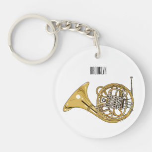 French horn cartoon illustration  keychain