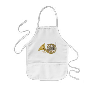 French horn cartoon illustration kids apron