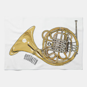 French horn cartoon illustration  kitchen towel