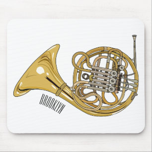 French horn cartoon illustration mouse pad
