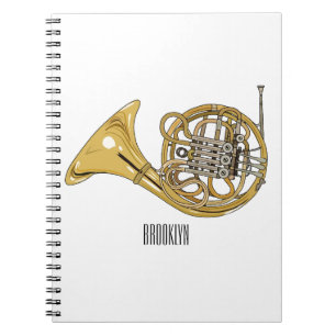 French horn cartoon illustration notebook