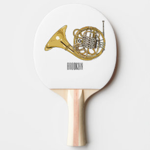 French horn cartoon illustration  ping pong paddle