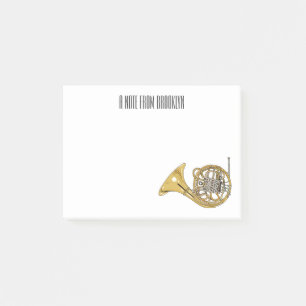 French horn cartoon illustration post-it notes