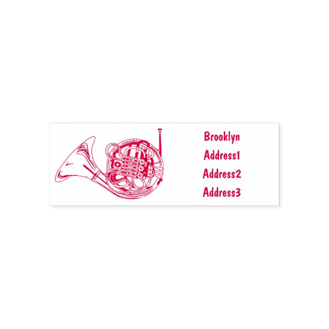 French horn cartoon illustration self-inking stamp (Design)