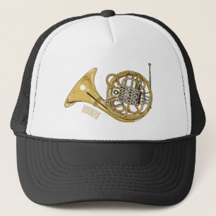 French horn cartoon illustration trucker hat