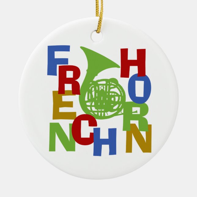 French Horn Ceramic Ornament (Front)
