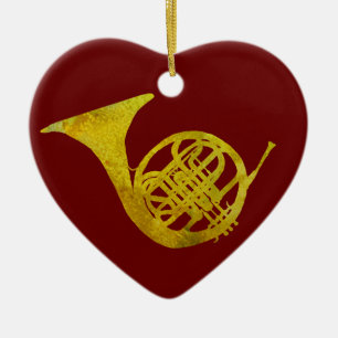 French Horn Ceramic Ornament