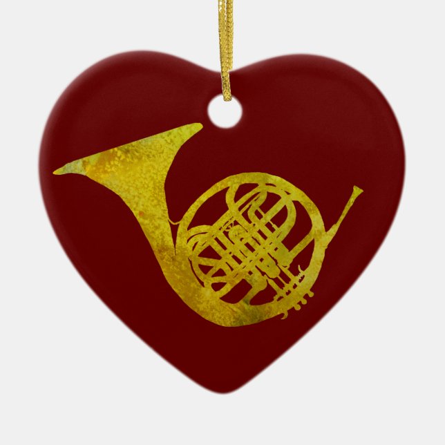 French Horn Ceramic Ornament (Front)