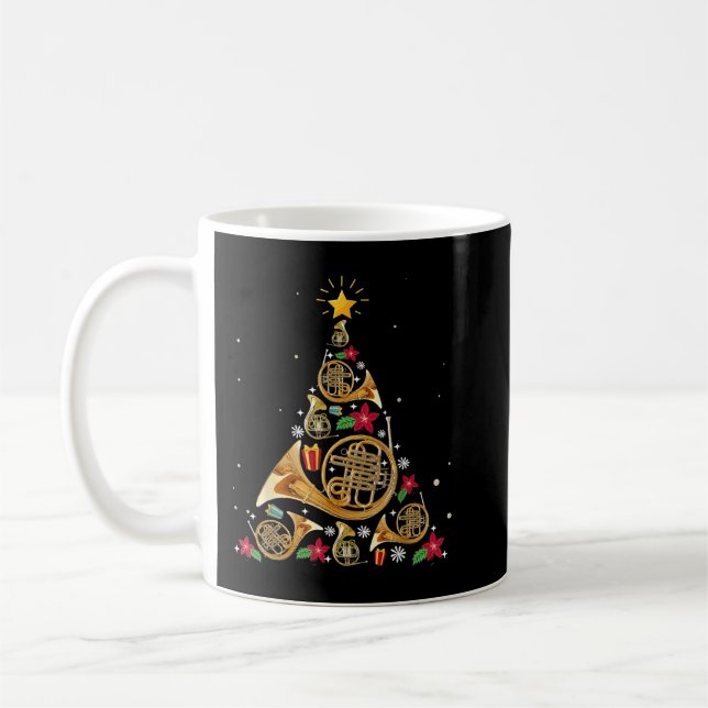 French Horn Christmas Tree Coffee Mug (Left)