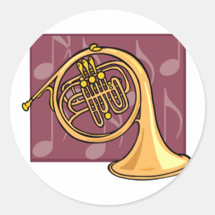 French Horn Classic Round Sticker