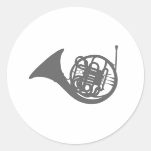 French horn classic round sticker