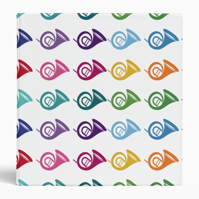 French Horn Colourful Fun Array Music Binder (Front)